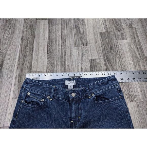 (Ann Taylor Loft Womens Size 8 Petite Flare Leg Pockets Denim Blue Jeans - Picture 5 of 9